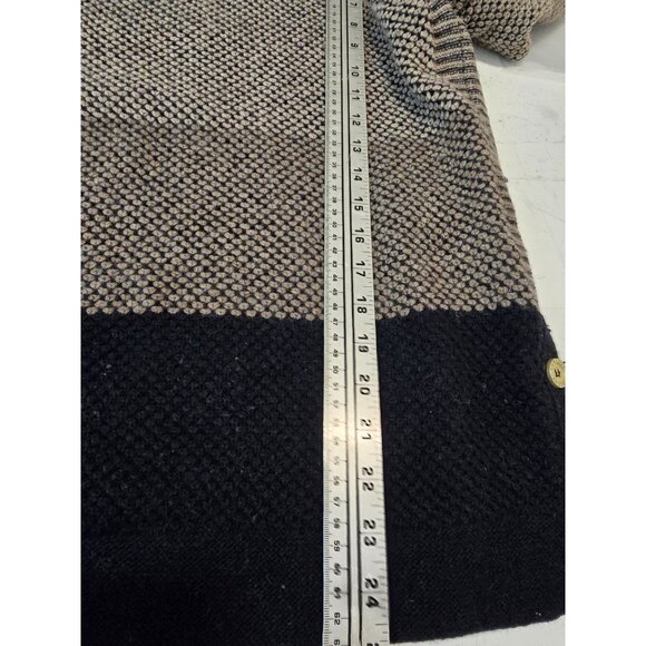 Barbour Heather Knit Jumper Colorblock Tan Blue Wool Blend Side Buttons US 10 - Picture 11 of 12